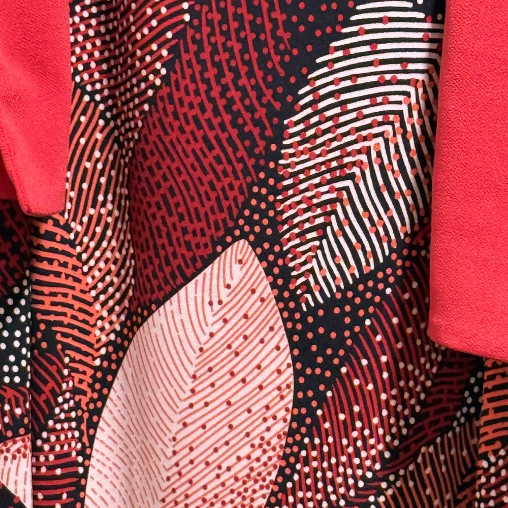 Red Patterned Dress with Jacket - Picture 3 of 16